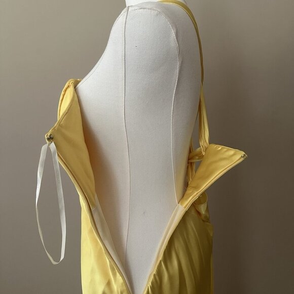 Gunne Sax Yellow Satin Evening Gown 9 Jessica McClintock Y2K Long Formal Dress - Picture 5 of 7